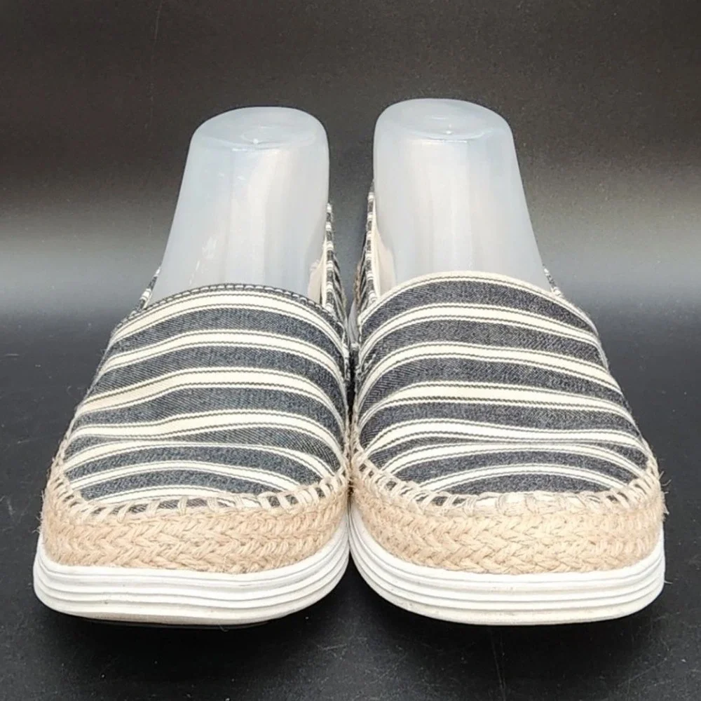 Cole Haan 8B Blue White Striped Espadrille Grand Slip On Loafer Coastal Preppy